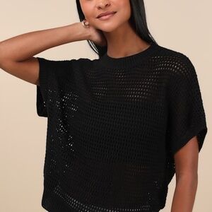 Lulus Carefree Mentality Black Cutout Sweater Top - Size XS